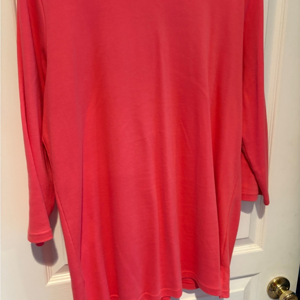 Quacker Factory Vibrant Coral Tunic Top